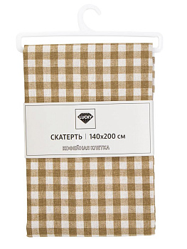 Скатерть 140х200см LUCKY Кофейная клетка полиэстер/хлопок 000000000001228304