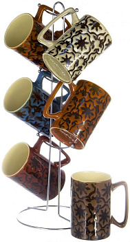 Набор кружек 6шт 380мл керамика металличейский стенд  подарочная упаковка Elrington YC-5354-GZ 000000000001197958