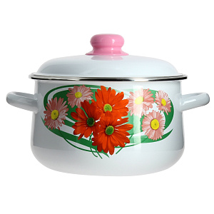 Кастрюля 4л СТАЛЬЭМАЛЬ Летние цветы коническая форма эмалированная сталь 000000000001136697