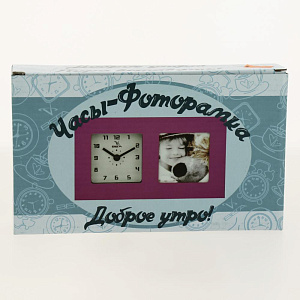 Часы настольные 6409 фоторамка, зеленые 000000000001158338