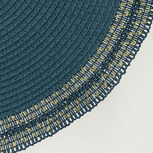 Салфетка сервировочная D36см DE'NASTIA зеленая с золотистой строчкой по кругу 70% полипропилен 30% полиэстер 000000000001208013