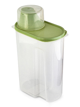 Контейнер 2,5л для сыпучих продуктов/для кормов с дозатором зеленый полипропилен 000000000001227840