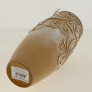 Ваза стеклянная бочка 23,5 см, тБарельефный рисунок  с ленточкой Раффа 7735/230/77-733.1 000000000001191052