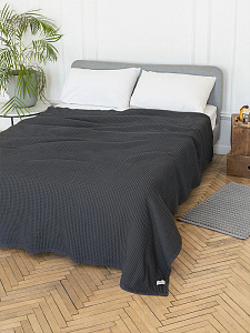 Покрывало 200x220см DE'NASTIA вафельное графит хлопок 000000000001230299