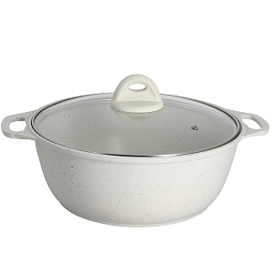 Кастрюля-жаровня 4л KUKMARA Традиция стеклянная крышка антипригарное покрытие светлый литой алюминий 000000000001121250