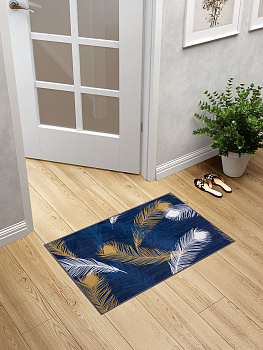 Коврик придверный 50х80см LUCKY перья синий/белый полиэстер 000000000001211919