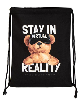 Сумка мешок 34х43см до 10кг мишка STAY IN VIRTUAL REALITY полиэстер 000000000001227599