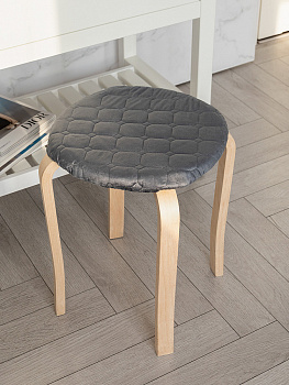 Чехол на табурет 33см DE'NASTIA круглый на резинке графит полиэстер 000000000001229939