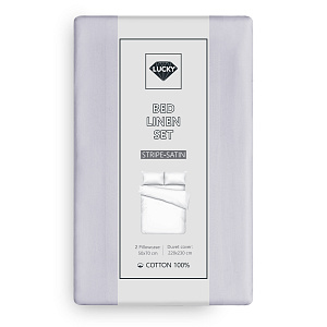 Комплект постельного белья Евро 50х70см-2шт LUCKY светло-серый страйп-сатин хлопок 000000000001218082