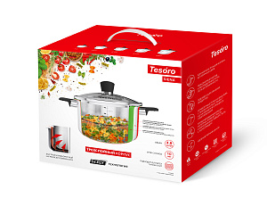 Кастрюля 4,8л НЕВА МЕТАЛЛ ПОСУДА Tesoro Siena нержавеющая сталь 000000000001221910