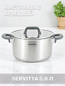 Кастрюля с крышкой 5,8 литра SERVITTA серия Porto Sr0309 000000000001225541
