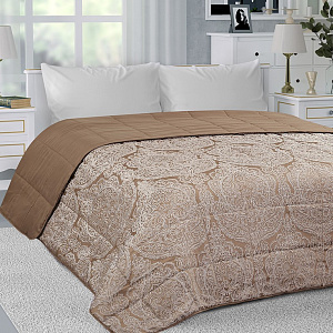 Покрывало 190х220см DE'NASTIA кружево Романтика 3слоя светло-коричневое жаккард 100% полиэстер 000000000001212620