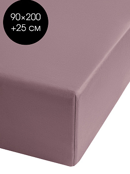 Проcтыня на резинке 90x200+25см DE'NASTIA лиловый сатин NEW хлопок 000000000001216142