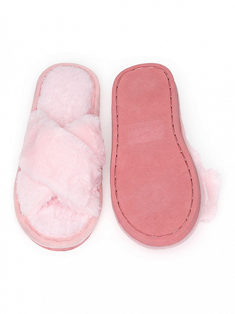 Туфли домашние-тапки р.36-37 LUCKY накрест розовый искусственный мех полиэстер 000000000001204938