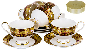 Набор чайный 12 предметов (чашка 230мл-6шт/блюдце-6шт) BALSFORD Саксония золото подарочная упаковка фарфор 000000000001193937