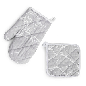 Набор кухонный (рукавица 18х26см + прихватка 17х17см) LUCKY Мрамор серый хлопок 100% 000000000001218601