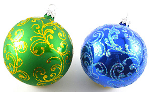 Декоративное украшение 9см Шар 4,5 БИРЮСИНКА Парча стекло 000000000001039408