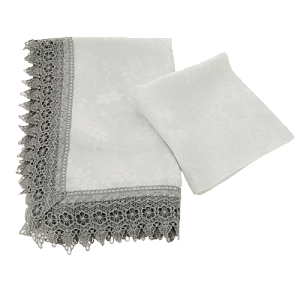 Комплект скатерть 140х180см + 4салфетки 43х43см LUCKY Сияние серебристый 100% полиэстер 000000000001202442