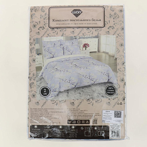 Комплект постельного белья 2-спальный LUCKY Весенний сад 2наволочки70х70см 1пододеяльник200х215см 1простыня220х215см голубой поплин 100%хлопок 000000000001206535