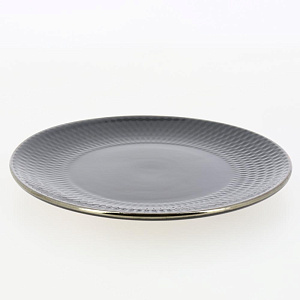 Тарелка десертная 19,7см LUCKY Точки металлическая кайма плоская черный керамика 000000000001211248