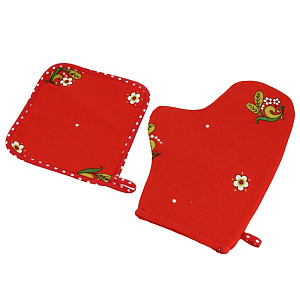 Набор прихватка и рукавица Хохлома Клюква, рогожка, 2 предмета 000000000001148892