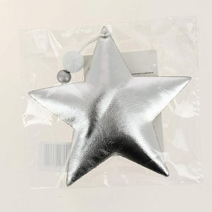 Новогоднее подвесное украшение Блестящая серебристая звезда из полиуретана 10,5x1,5x10,5см 81435 000000000001201828