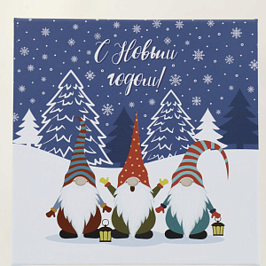 Коробка подарочная 19x19x9см Гномы квадратная синий 000000000001208379