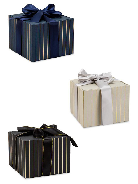Коробка подарочная Куб 19х19х14см ПОЛОСКА в ассортименте картон 000000000001229169