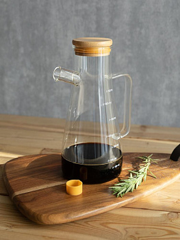 Графин 650мл LUCKY с бамбуковой крышкой боросиликатное жаропрочное стекло 000000000001217903