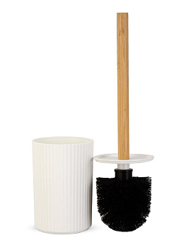 Ерш для унитаза 9,8х9,8х37см с подставкой белый полипропилен/бамбук 000000000001226603