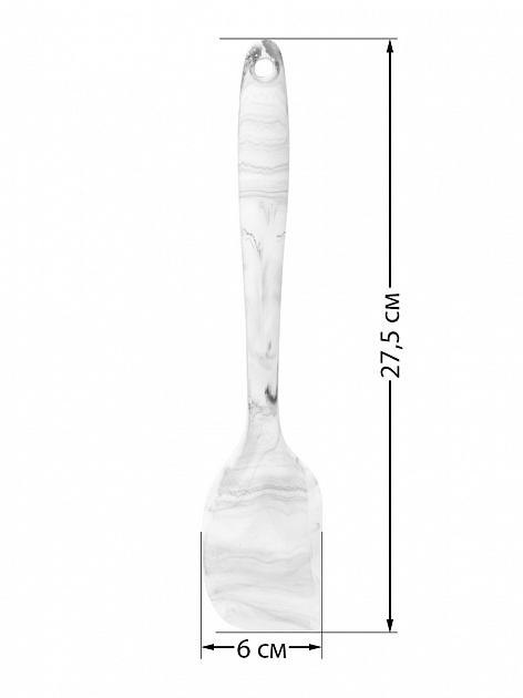Лопатка кулинарная большая 27,5x6см LUCKY мрамор скошенный край серый/белый силикон 000000000001210432