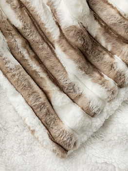 Плед 200x220см DE'NASTIA Double soft кролик с шерпой коричневый/белый полиэстер 000000000001220278