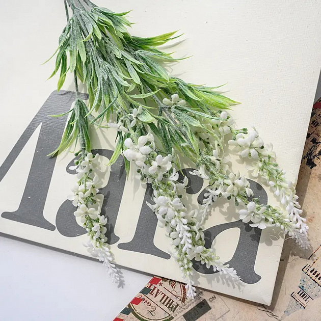 Цветок искусственный Лаванда с цветочками 37,5см белая 000000000001218442