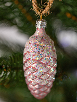 Набор декоративных украшений Шишка Еловая 2шт 7см БИРЮСИНКА розовый стекло 000000000001180008