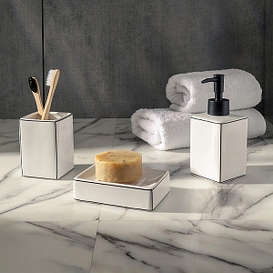 Диспенсер для жидкого мыла 6,5x6,5x15,8см DE'NASTIA FRAME белый керамика 000000000001225134