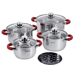 Набор посуды для приготовления 9 предметов VITESSE нержавеющая сталь VS-9017 000000000001167292
