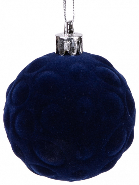 Новогоднее подвесное украшение Шары уют синий бархат из полистирола 4шт 6x6x6см 81914 000000000001201813