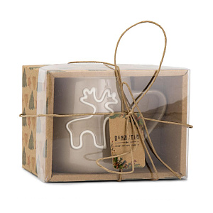 Кружка 340мл 7,6см DE'NASTIA Олень бежевый фарфор 000000000001226184