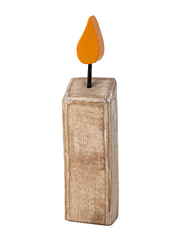 Декоративная фигурка 6х22см DE'NASTIA Свеча белый дерево манго 000000000001229667