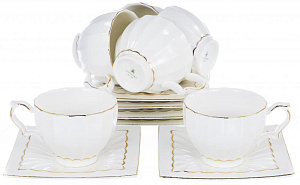 Набор чайный фарфор NEW BONE CHINA 12 предметов 6 чашек 220мл + 6 блюдец  подарочная упаковка Грация Balsford,101-12004 000000000001192945