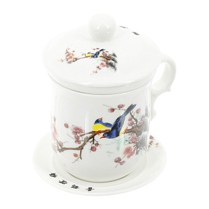 Кружка с блюдцем и ситом Птицы на ветке ТимА 000000000001132893
