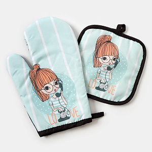Набор кухонный Этель Love Life Виола (прихватка 17х17см + рукавица 26х16см) 100%пэ 4437251 000000000001200830