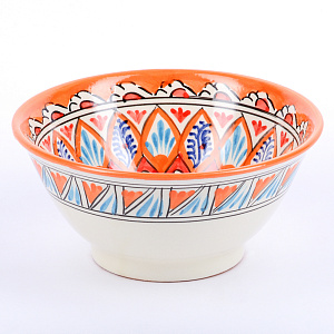 Пиала (коса) 19см RISHTON KULOLCHILIC рисунок мехроб оранжевый керамика 000000000001207896