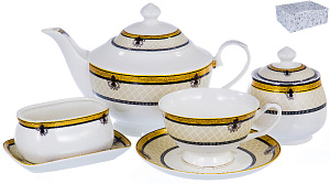 Набор чайный фарфор 16шт 6чашек250мл+6блюдец+чайник+сах-ца+подставка под чайные пакетики+блюдо для лимона подарочная упаковка АГЛАЯ 000000000001193936