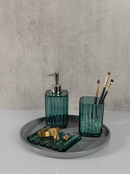 Стакан для зубных щеток 7,3x7,3x10,5см DE'NASTIA WAVE зеленый акрил 000000000001228371