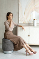 Пуф 35х35х40см DREAMBAG Honey серый велюр 000000000001211377