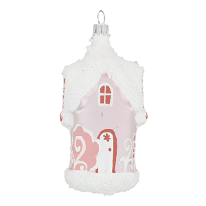 Декоративное украшение Избушка 12см БИРЮСИНКА розовый стекло 000000000001207660