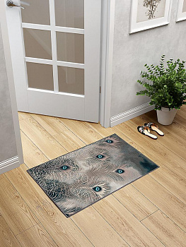 Коврик придверный 50x80см LUCKY Перья большие изумрудный/бежевый полиэстер 000000000001200458