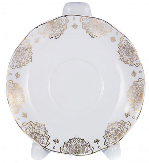 Чайная пара чашка 220мл+ блюдце,белаяс золотом, подарочная упаковка,107-04014 000000000001177804