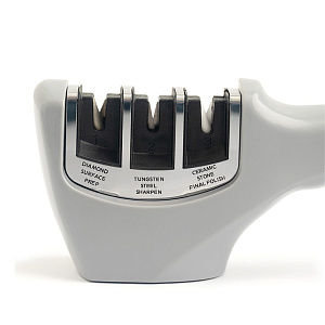 Точилка для ножей 20x4,5x7,2см DE'NASTIA трехэтапная заточка серый пластик 000000000001218766